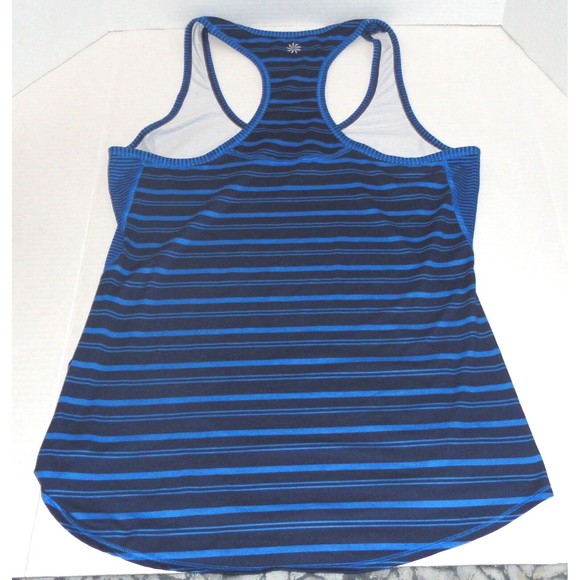 Athleta Women's Mixed Stripe Racer Back Tank Top Size: Small-Blue Style: 138193 - Picture 2 of 8